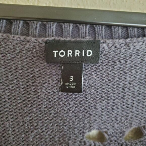 Torrid Womens Sweater Grey 3XL Knit Distressed Zip Sides Plus Size Boat Neck - Picture 3 of 8